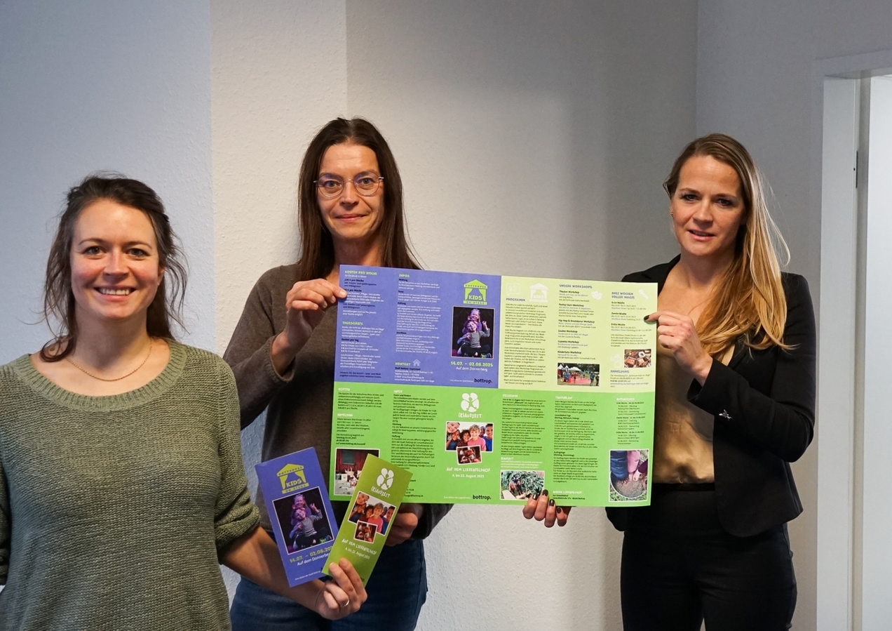Nina Klaus (Jugendamt Bottrop), Daniela Bockholt, Leiterin des Jugendamtes und Karen Alexius-Eifert, Schul- und Sozialdezernentin der Stadt Bottrop bei der Vorstellung des Programms.